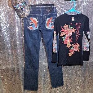 Ed Hardy Koi Fish Jeans NEW
